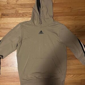 Adidas Men's Tan Hoodie with Black Accents